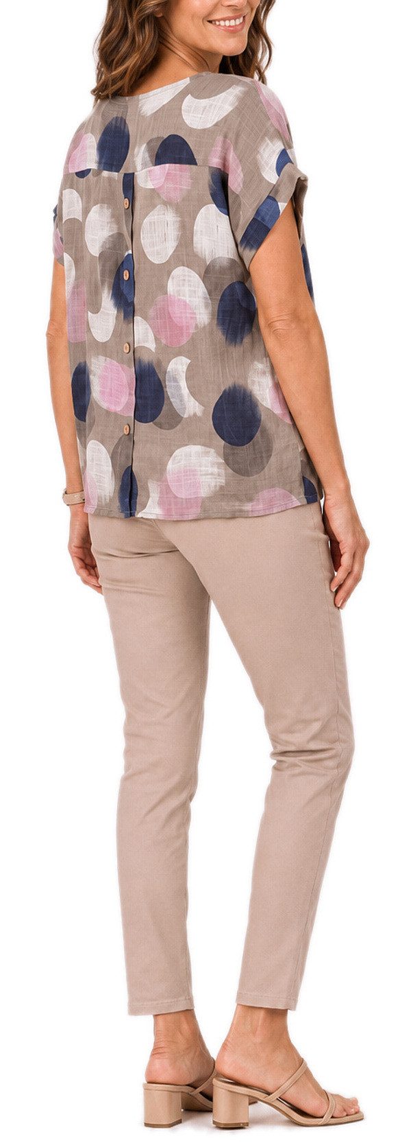dy_mode Kurzarmbluse Kurzarm Bluse Baumwollshirt Damen Blusenshirt Elegantes Tunika Shirt