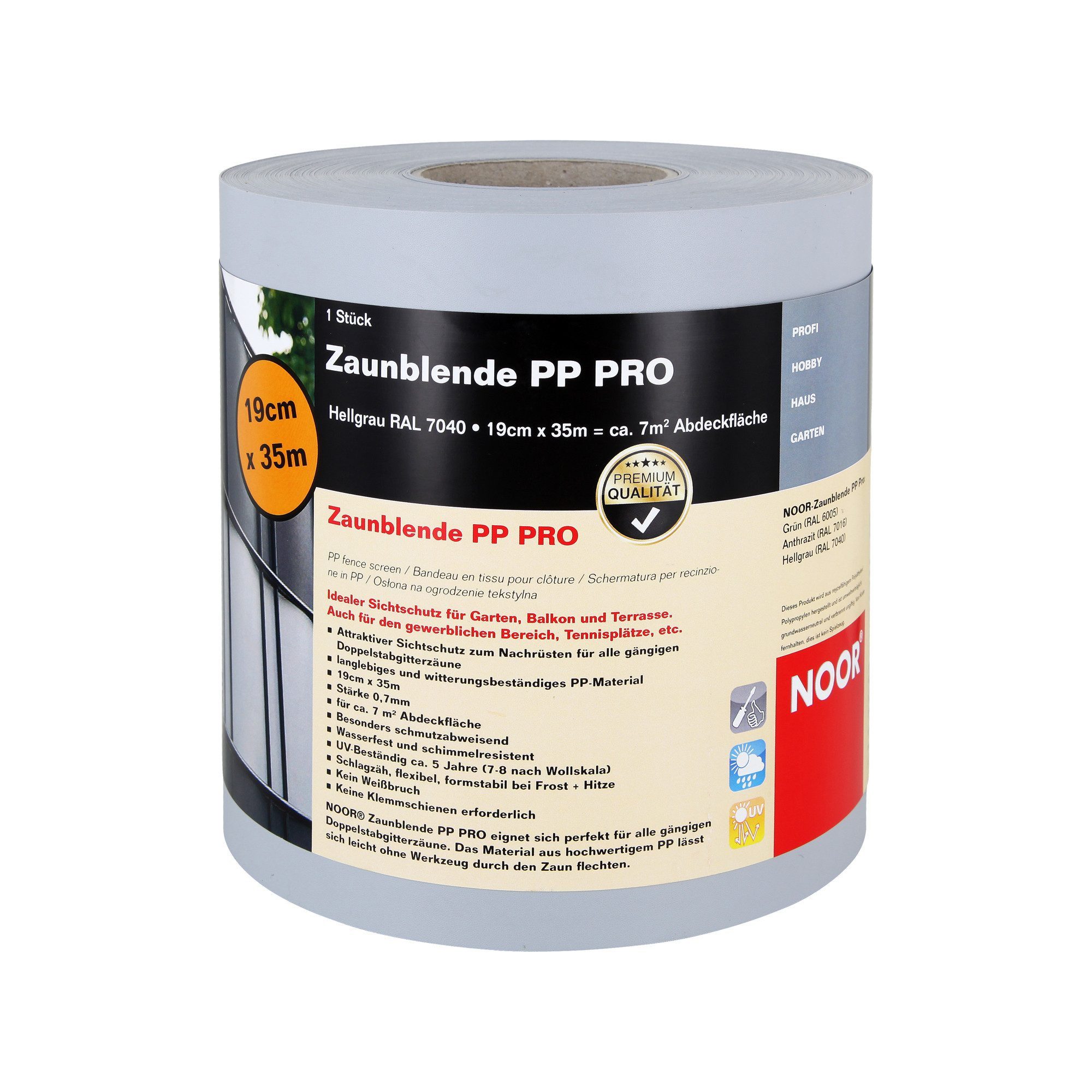 NOOR Sichtschutzstreifen PP PRO, Zaunblende - 0,19 x 2,55m - verschiedene Farben