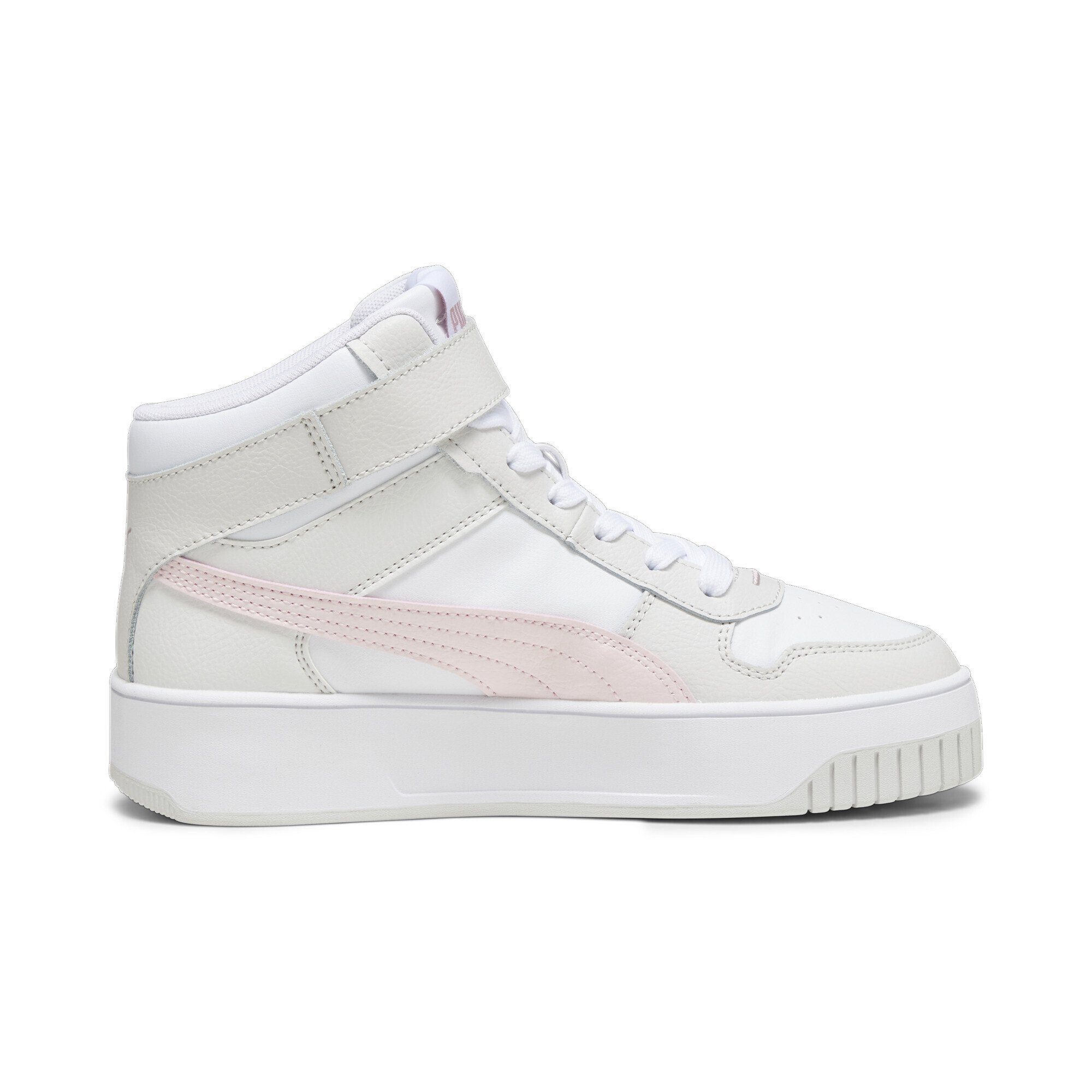 PUMA Carina Mid Sneaker Gray Street Feather Pink Frosty Damen White Sneakers