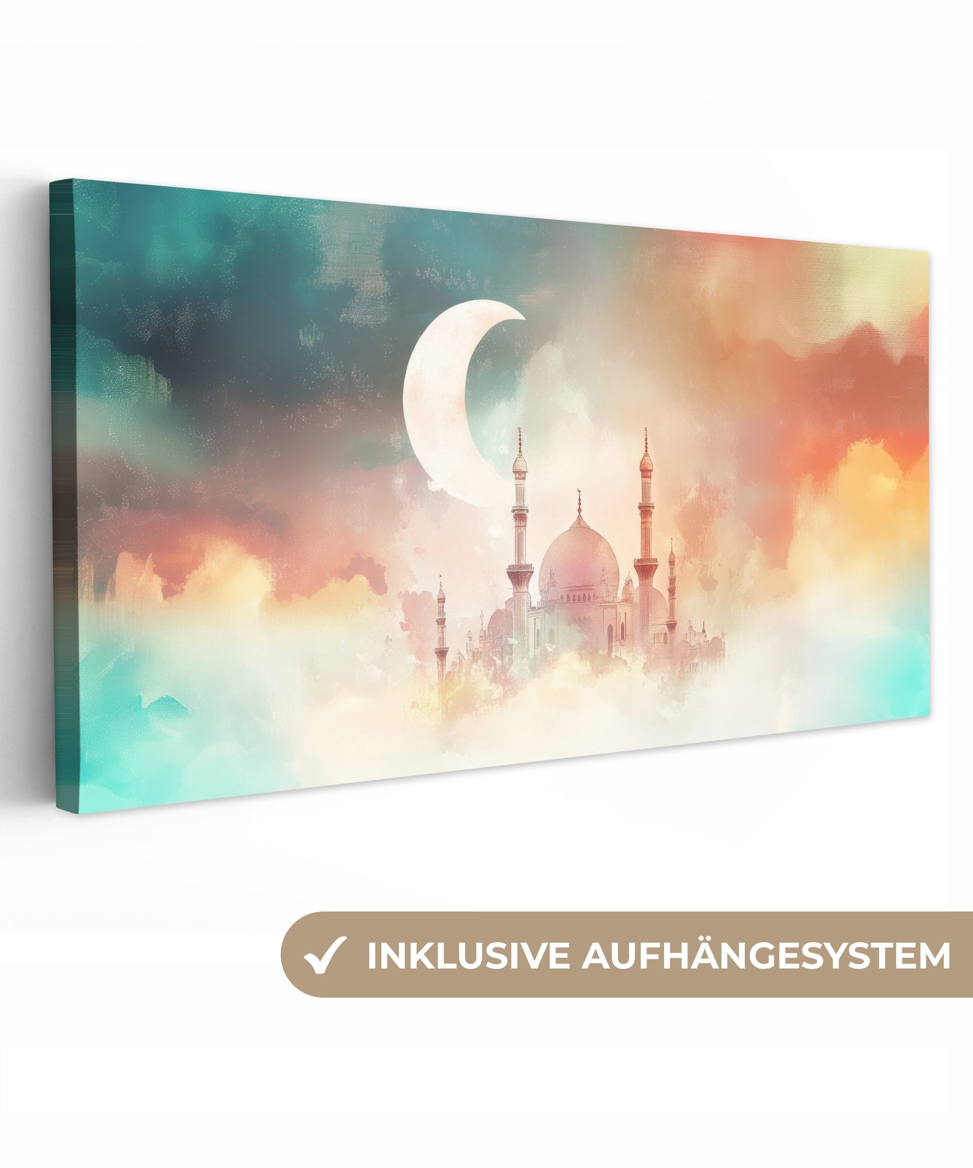 OneMillionCanvasses® Leinwandbild Panorama Moschee - Bunte günstig online kaufen
