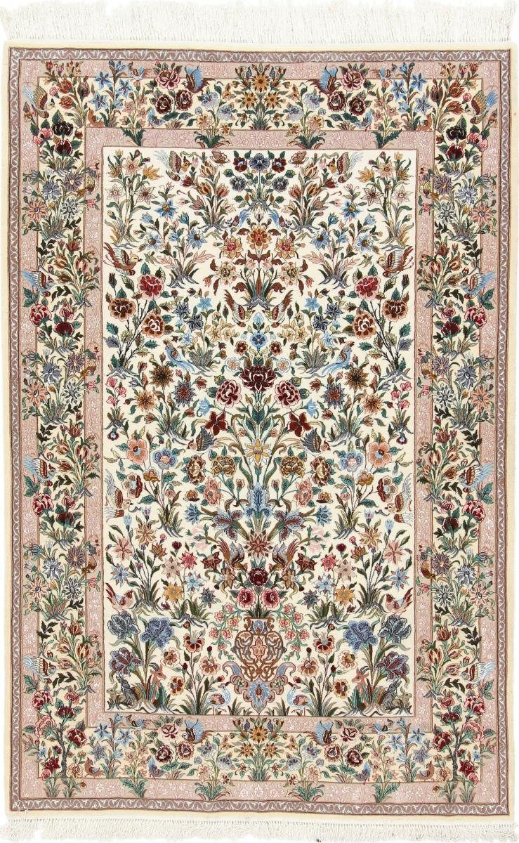 Orientteppich Isfahan Seidenkette 150x236 Handgeknüpfter Orientteppich, Nain Trading, rechteckig, Höhe: 6 mm