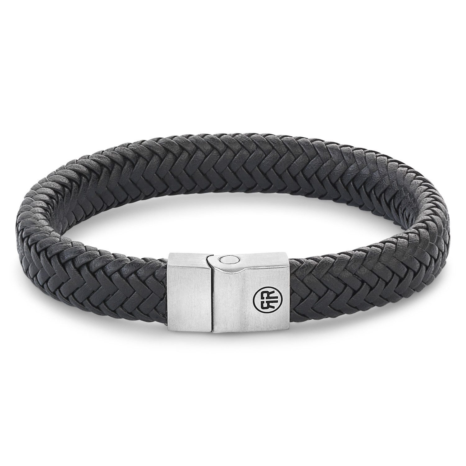 Rebel & Rose Edelstahlarmband Herren-LederSchwarz Full Metal Herringbone Black