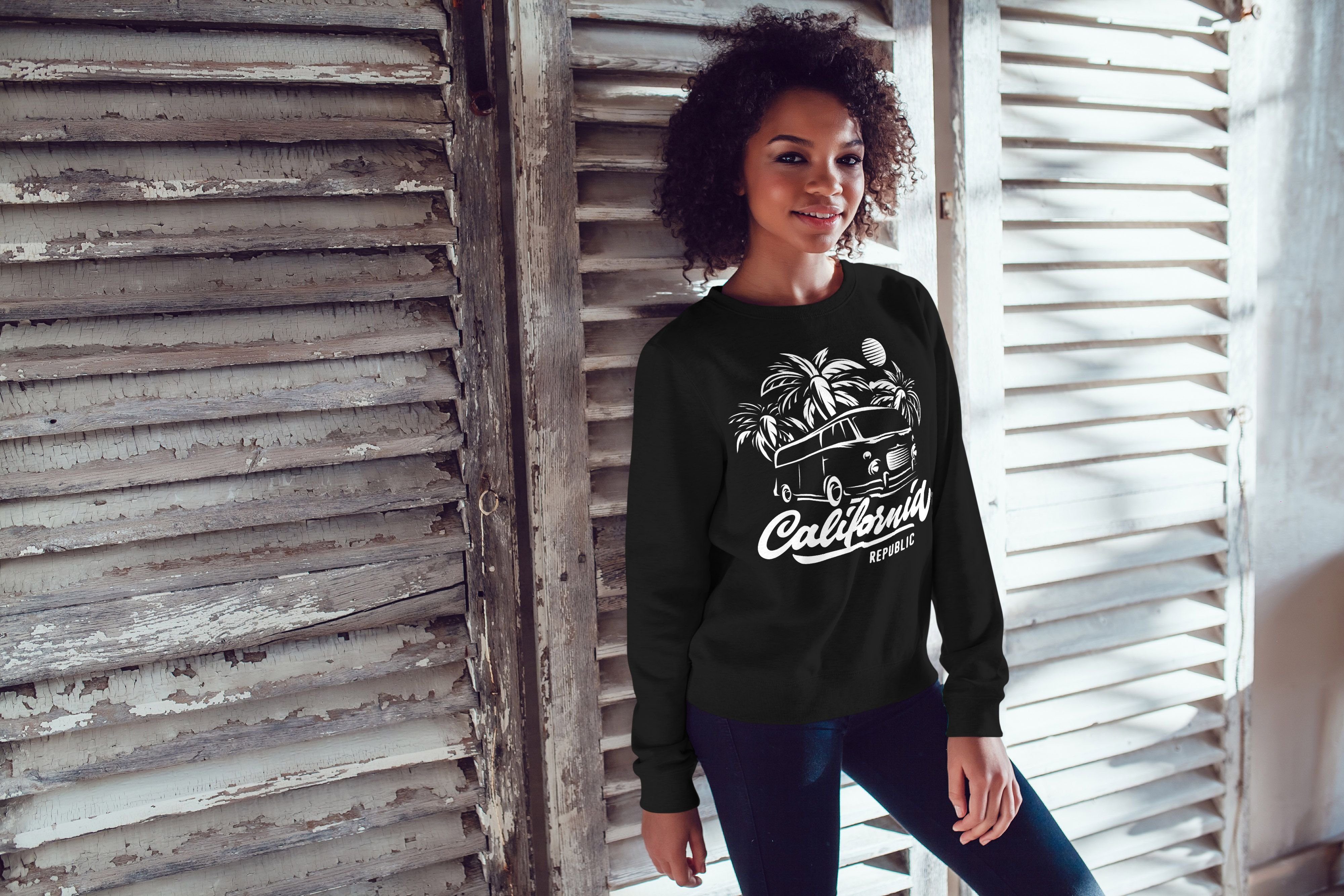 Neverless Sweatshirt Sweatshirt Damen California Schriftzug Surf Bus Palmen günstig online kaufen