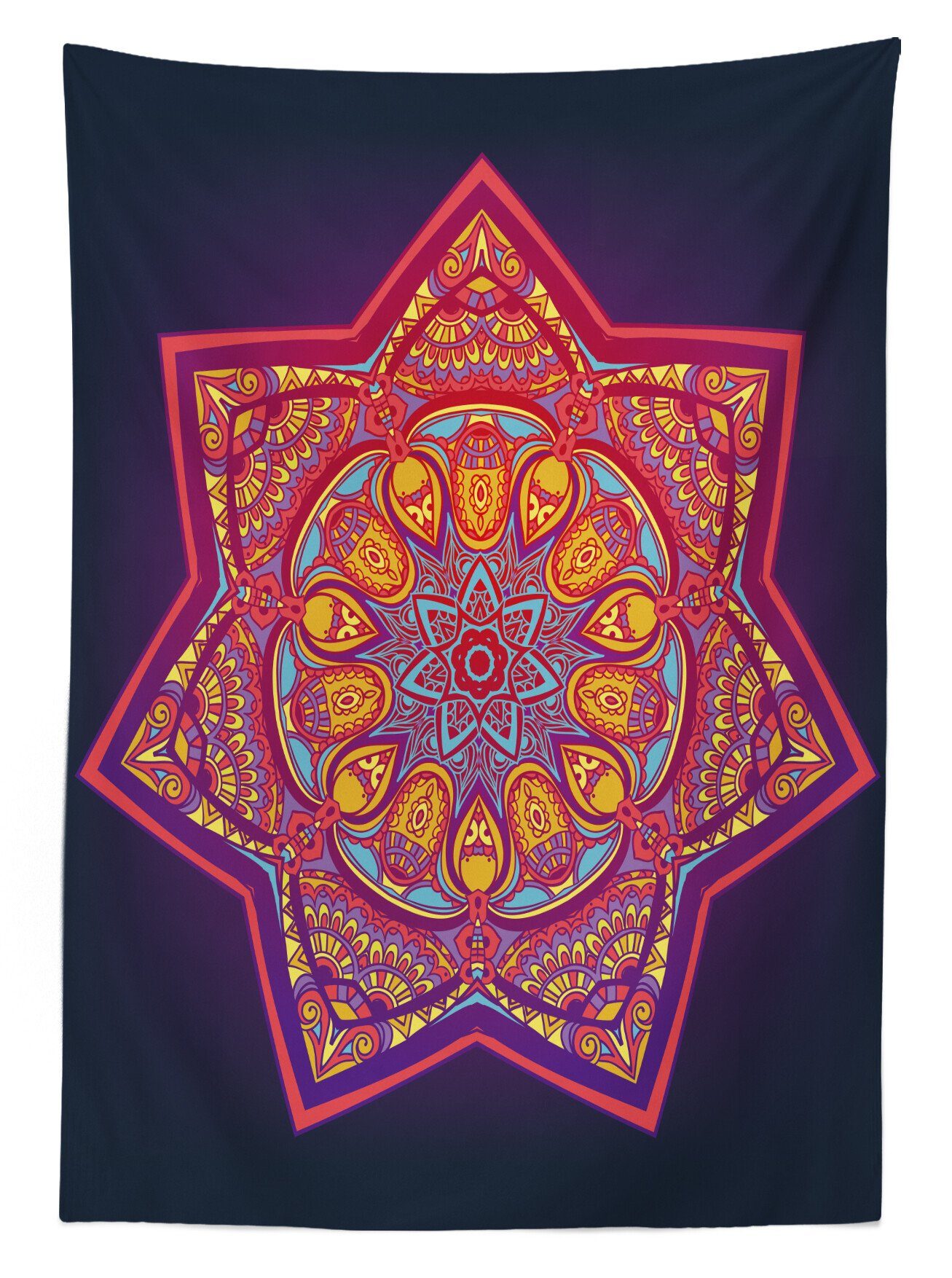 Abakuhaus Tischdecke Mandala Für Tibetan geeignet Bereich Waschbar Außen Blatt den Klare Farbfest Farben, Geometrische