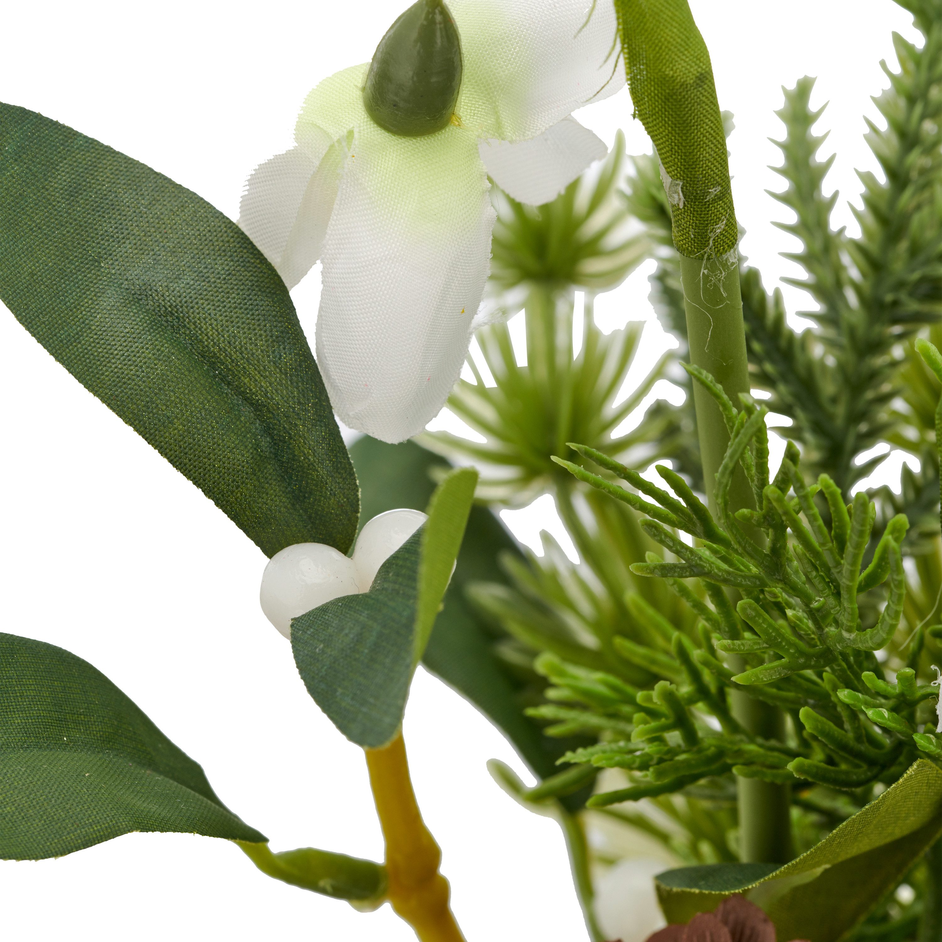 Winterliche Kunstpflanze Arrangement mit Schneeglöckchen, Creativ green, Höhe 20 cm, mit Tannenzweigen und Zapfen