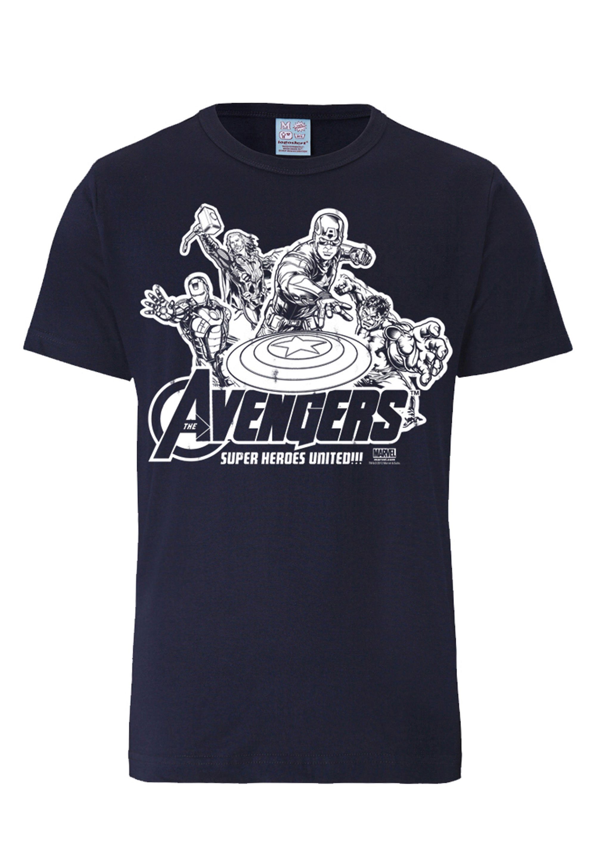 Damen Shirts LOGOSHIRT T-Shirt Marvel Comics - Avengers mit lizenziertem Print