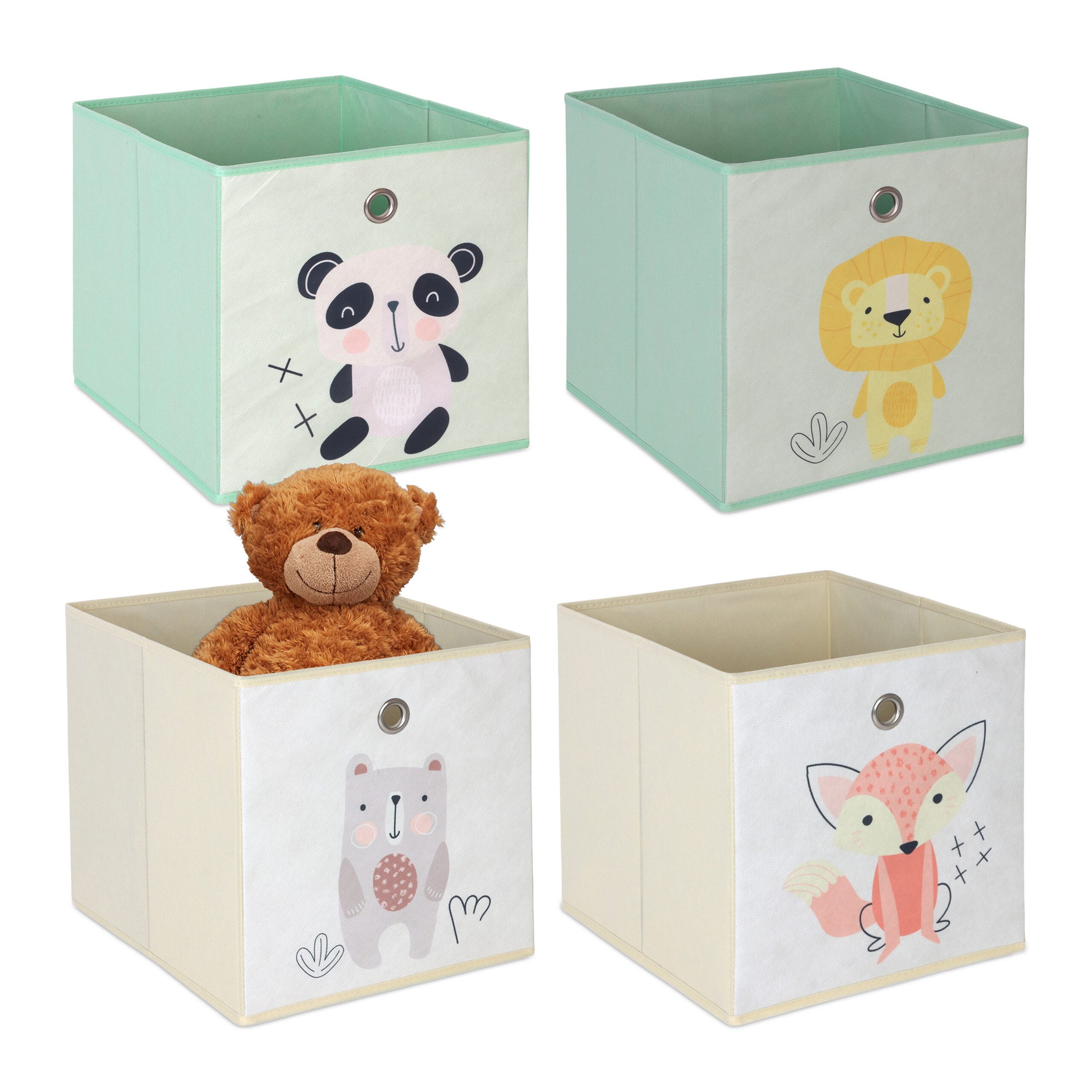 relaxdays Faltbox Kinder Aufbewahrungsboxen im 4er Set (4 St), C