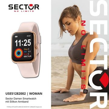 Sector Sector Herren Armbanduhr Smartwatch, Analog-Digitaluhr, Herren Smartwatch rund, groß (ca. 44mm), Silikonarmband rosa, Sport