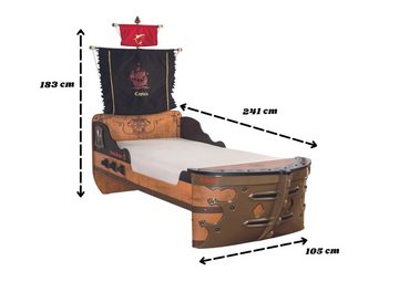 Cilek Piratenbett Pirate Bay, mit Aufdruck, Breite 105 cm, 90x190cm, mit Segel und Flagge, 8 Kanonen