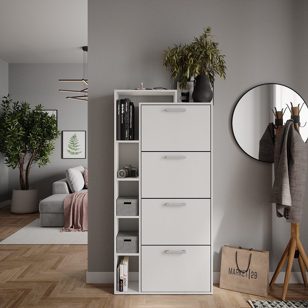 Vicco Schuhkipper Orlando, Weiß, 80 x 166.1 cm mit 4 Fächern