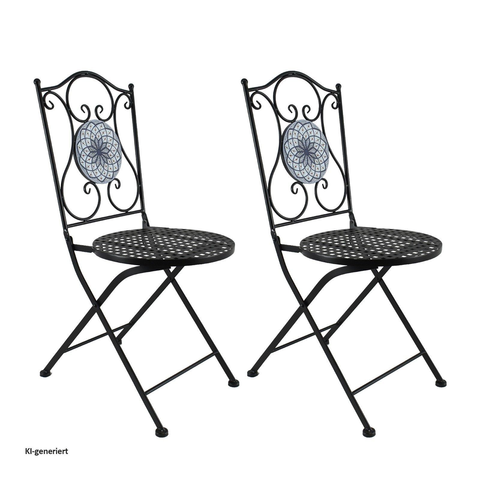 HTI-Living Gartenstuhl 2er-Set Metall Schwarz Byzanz (Set, 2 St)