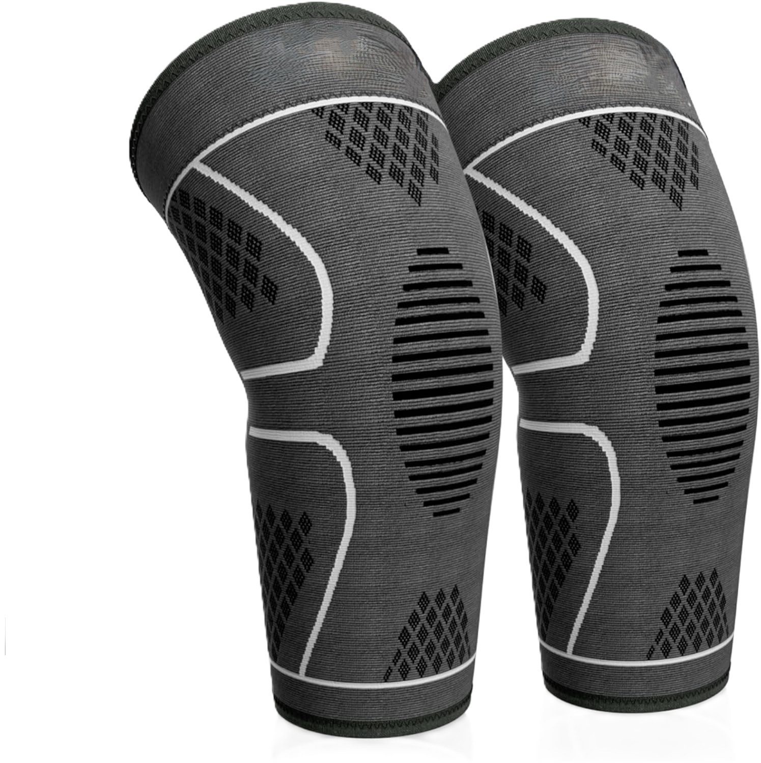 LA CUTE Kniebandage Kniebandagen Grau Kompressionsbandage Sportbandage Unisex 2er-Set (Knie Kompressionsbandagen Set Schmerzlinderung Stabilität Gelenkschutz, Kniebandagen Grau 2er-Set für Damen & Herren Sport Alltag Training), Kniebandage Grau unisex atmungsaktiv & rutschfest für Sport & Alltag