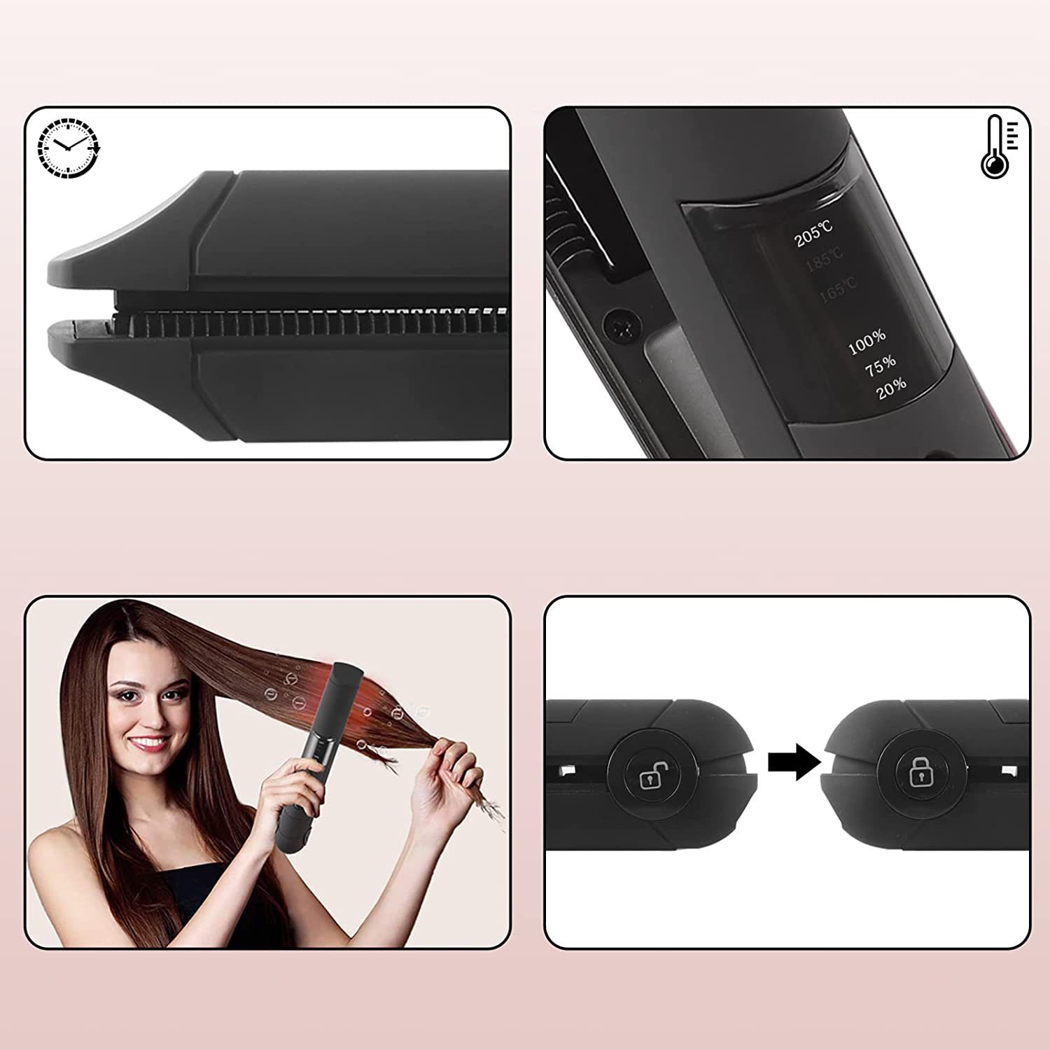 schwarz in 1 Wiederaufladbare Glätteisen 2 und Glätteisen USB Glätteisen GelldG Lockenstab