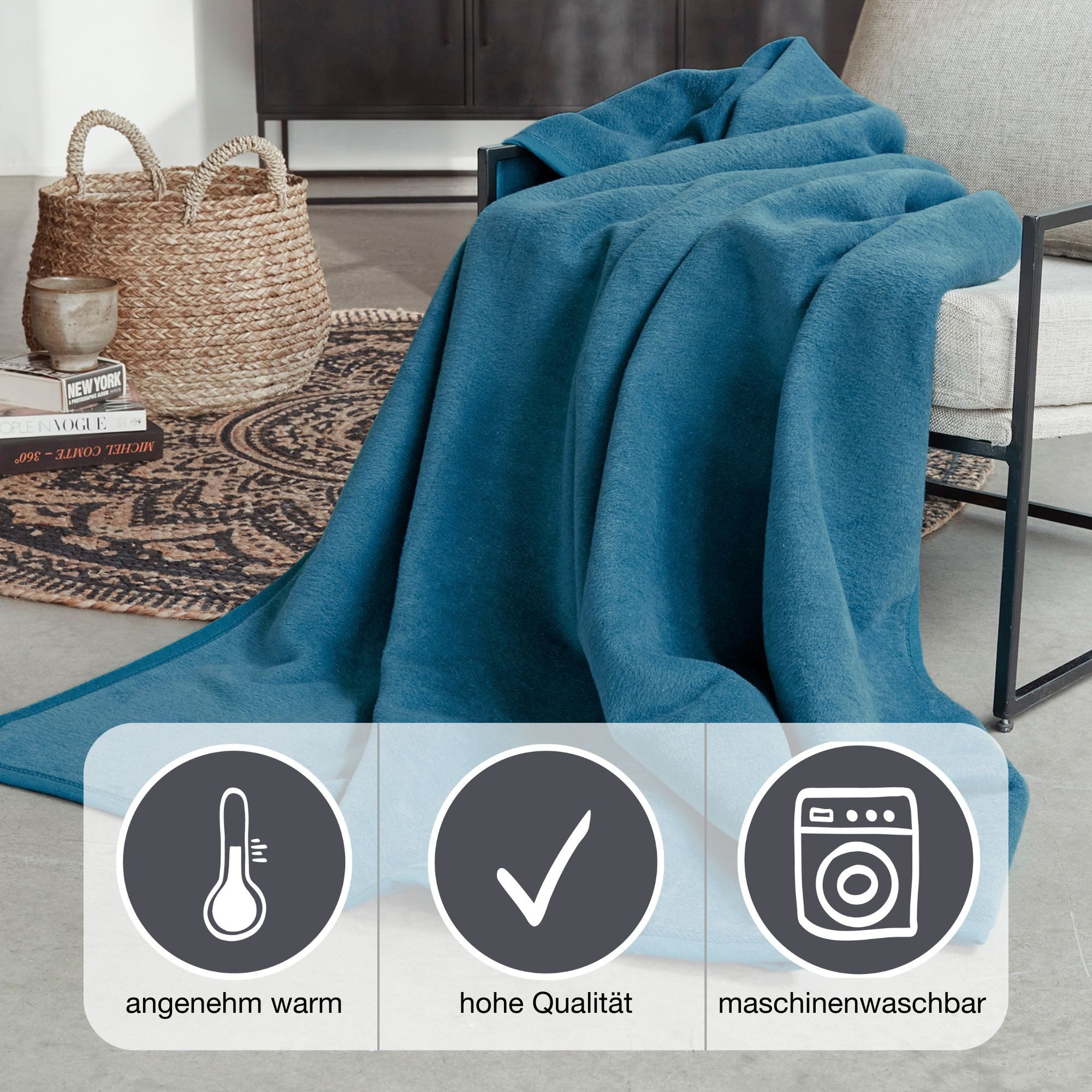 Wohndecke Luxus, IBENA, verschiedene größen, uni, kuscheldecke, premium, ma günstig online kaufen