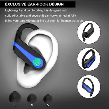 lecover Bluetooth 5.1 Kabellos Sport Noise Cancelling mit Deep Bass 40H In-Ear-Kopfhörer (Bequeme Passform mit Silikon-Ohrpads für individuellen Tragekomfort., mit Mikrofon Wireless Earbuds IP7 Wasserdicht Ohrhörer)