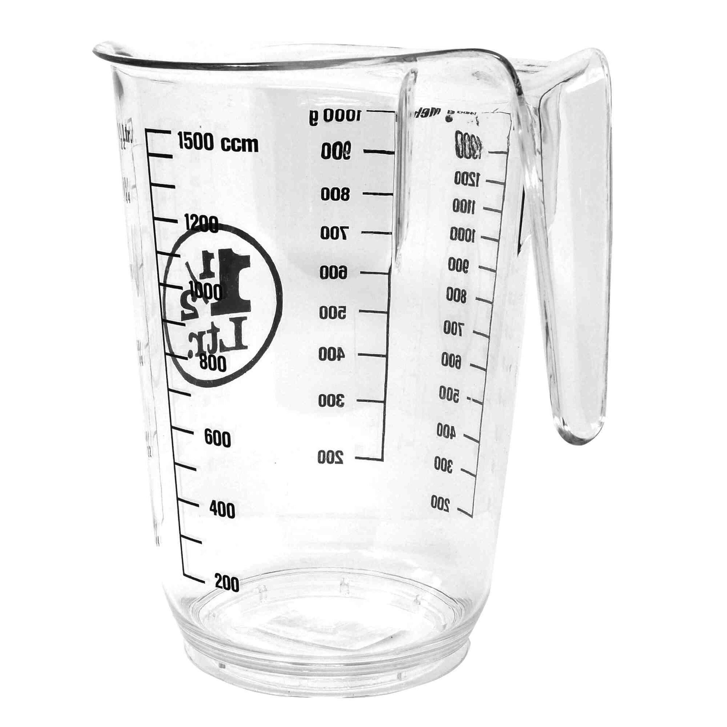 Buchsteiner Messbecher Messkanne Kunststoff 1,5 L mit Skala Gramm und CCM