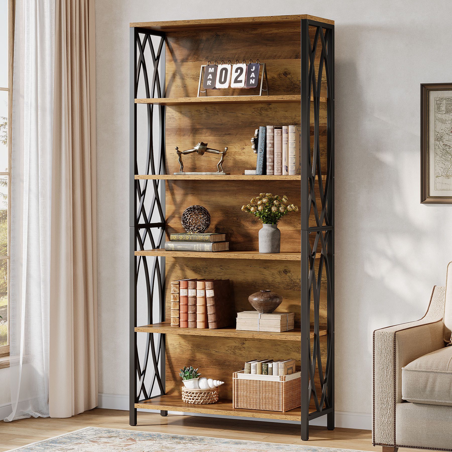 Tribesigns Bücherregal 180 cm, 6 Ebenen günstig online kaufen