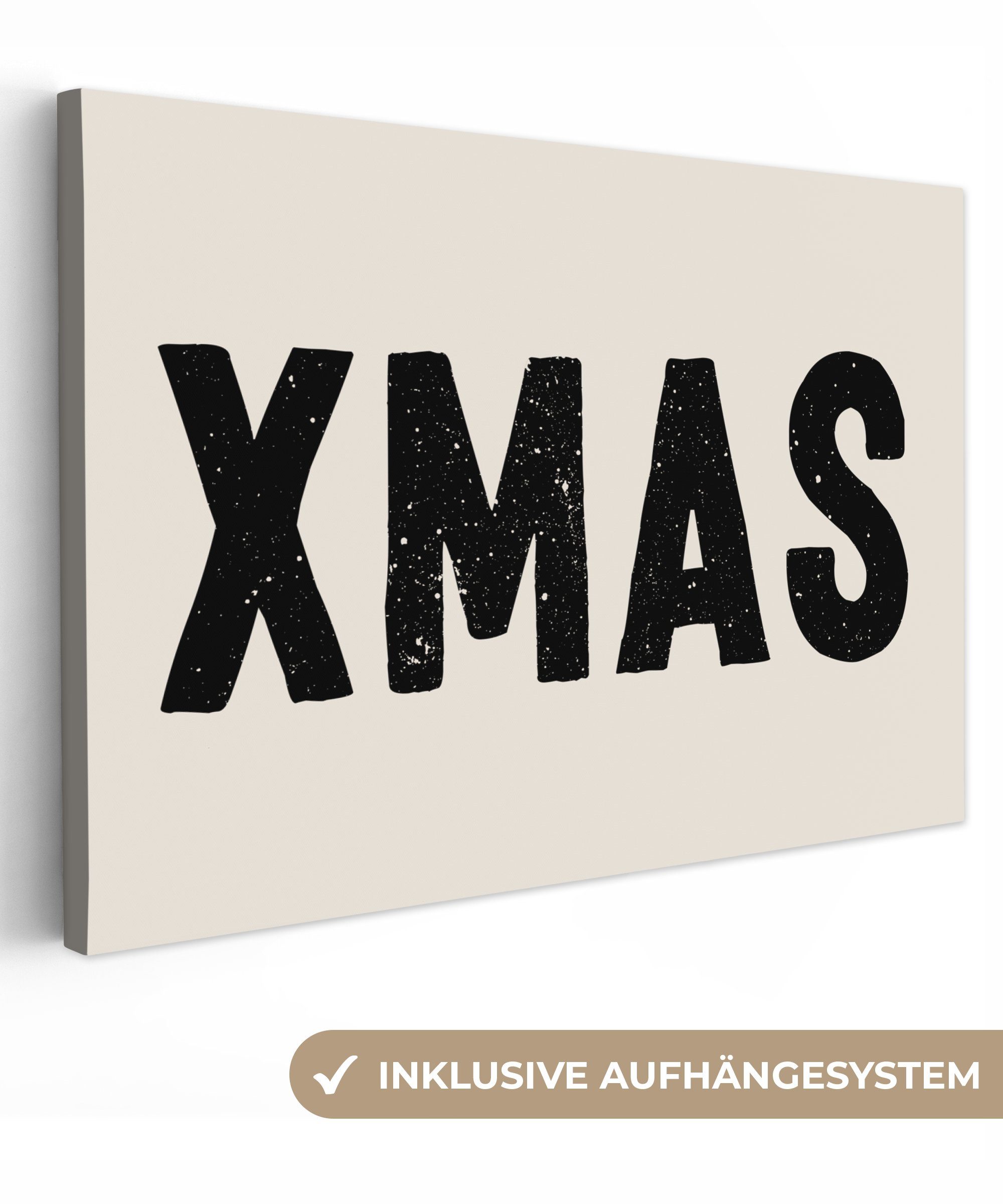 OneMillionCanvasses® Leinwandbild Weihnachten - Beige - Zitate - Xmas - Feiertage, (1 St), Wandbild Leinwandbilder, Aufhängefertig, Wanddeko, 30x20 cm