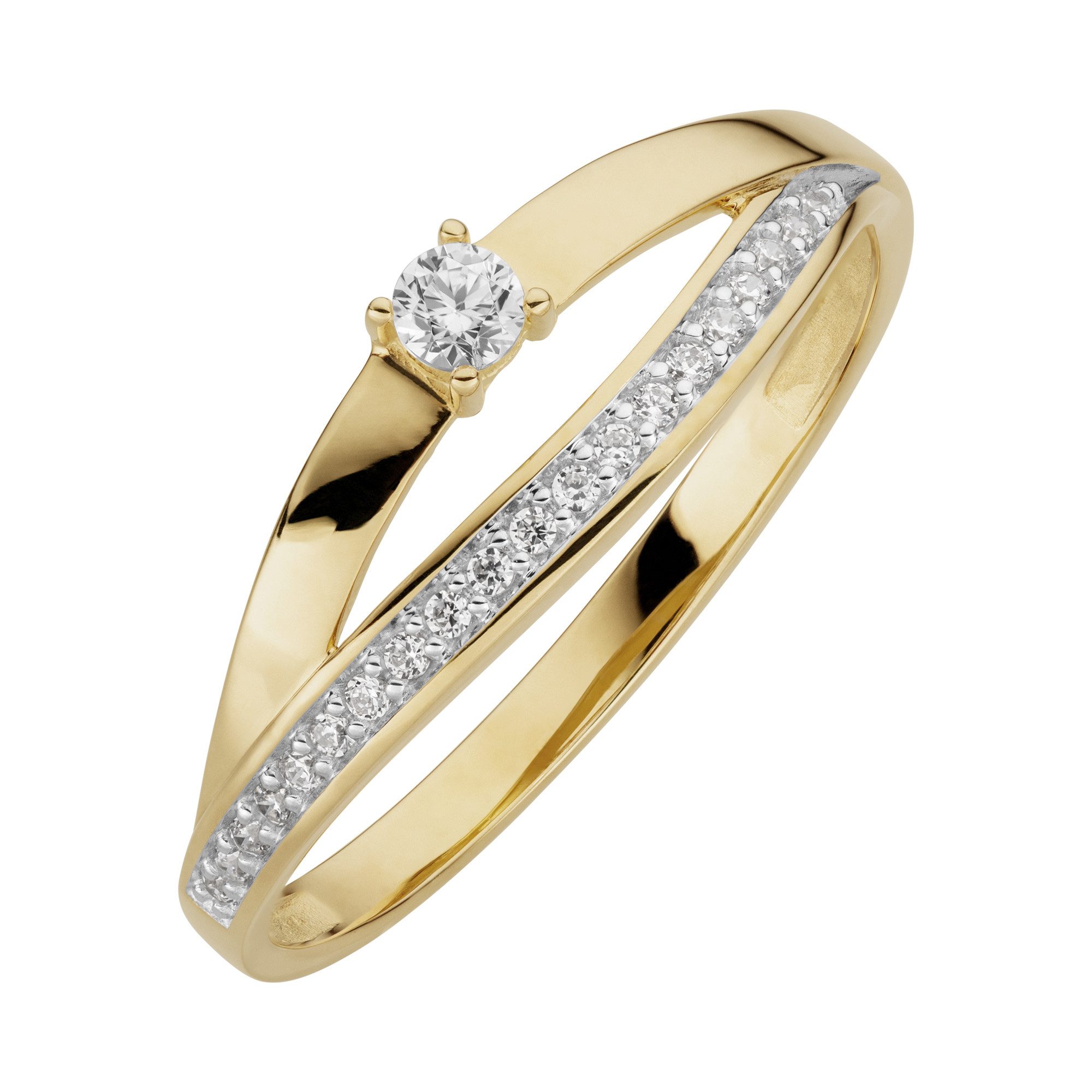 Fingerring 333/- Gelbgold glanz synth. Zirkonia