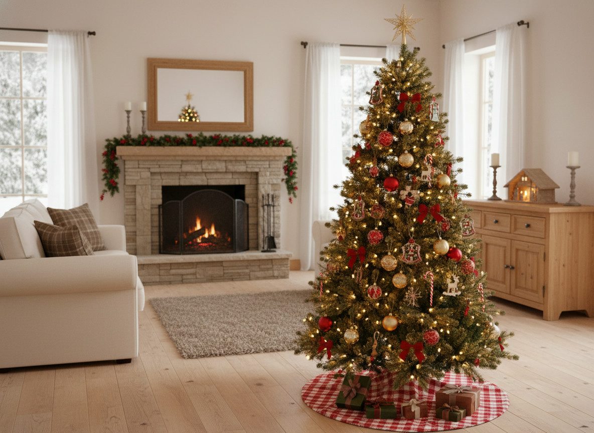 Home Feeling Künstlicher Weihnachtsbaum DELUXE 210 cm – künstliche Tanne mit 3D-Zweigen & Ständer