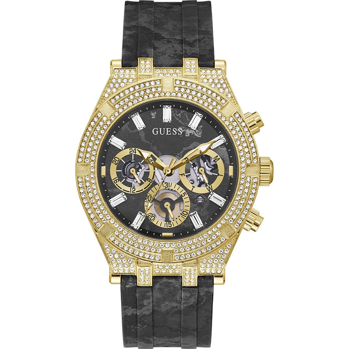 Quarzuhr Guess Herrenuhr Ø 44 mm Silikon Armbanduhr