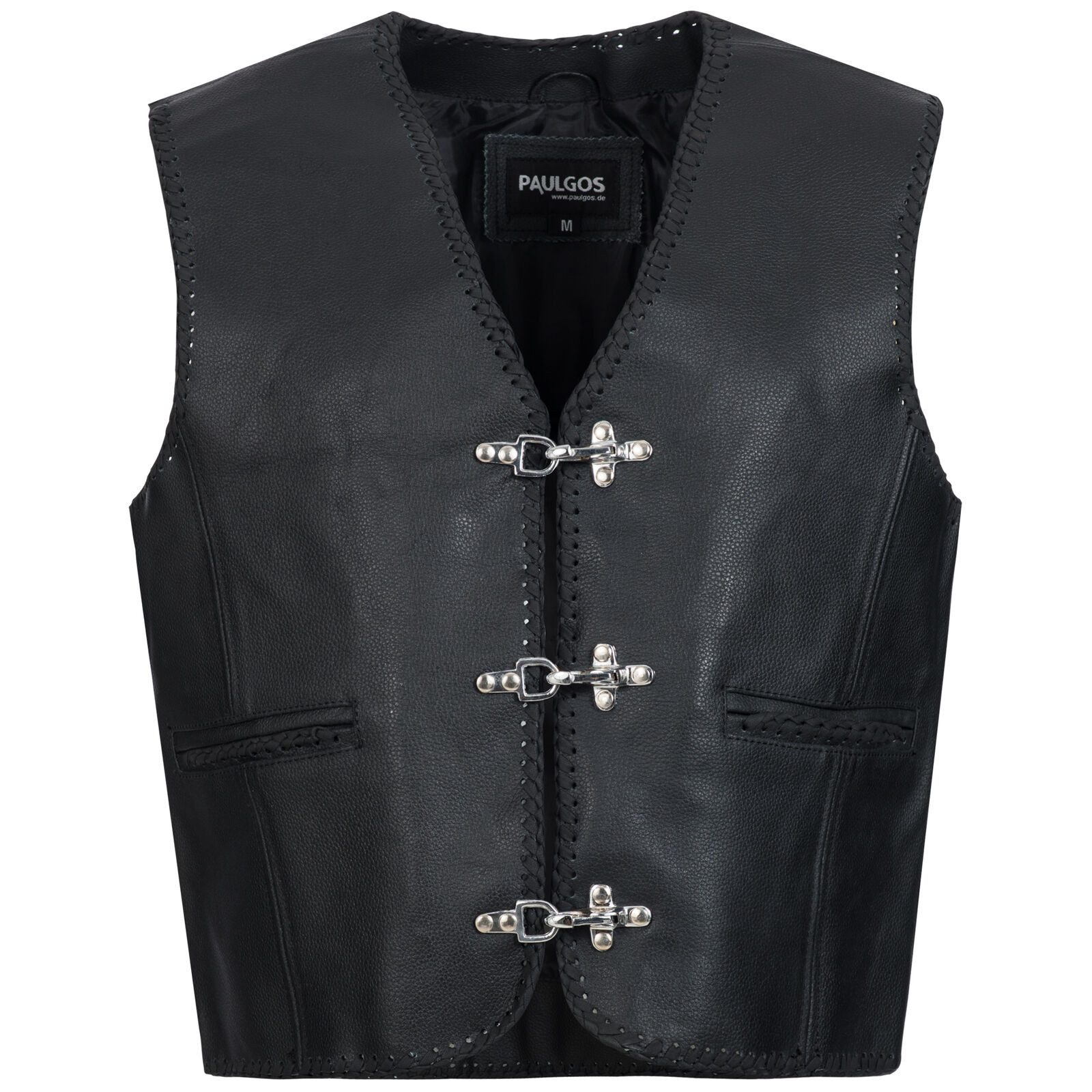 PAULGOS Motorradweste Lederweste Biker Kutte Clubweste Chopper Weste 100% Echtleder - BW1