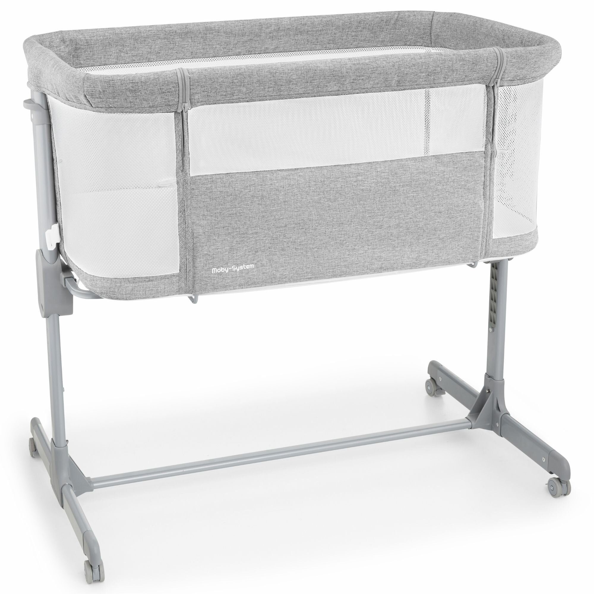 Moby-System Beistellbett Baby-Beistellbett LUNA 3in1 - Ideal für Neugeborene - grau – Bild 4 von 5