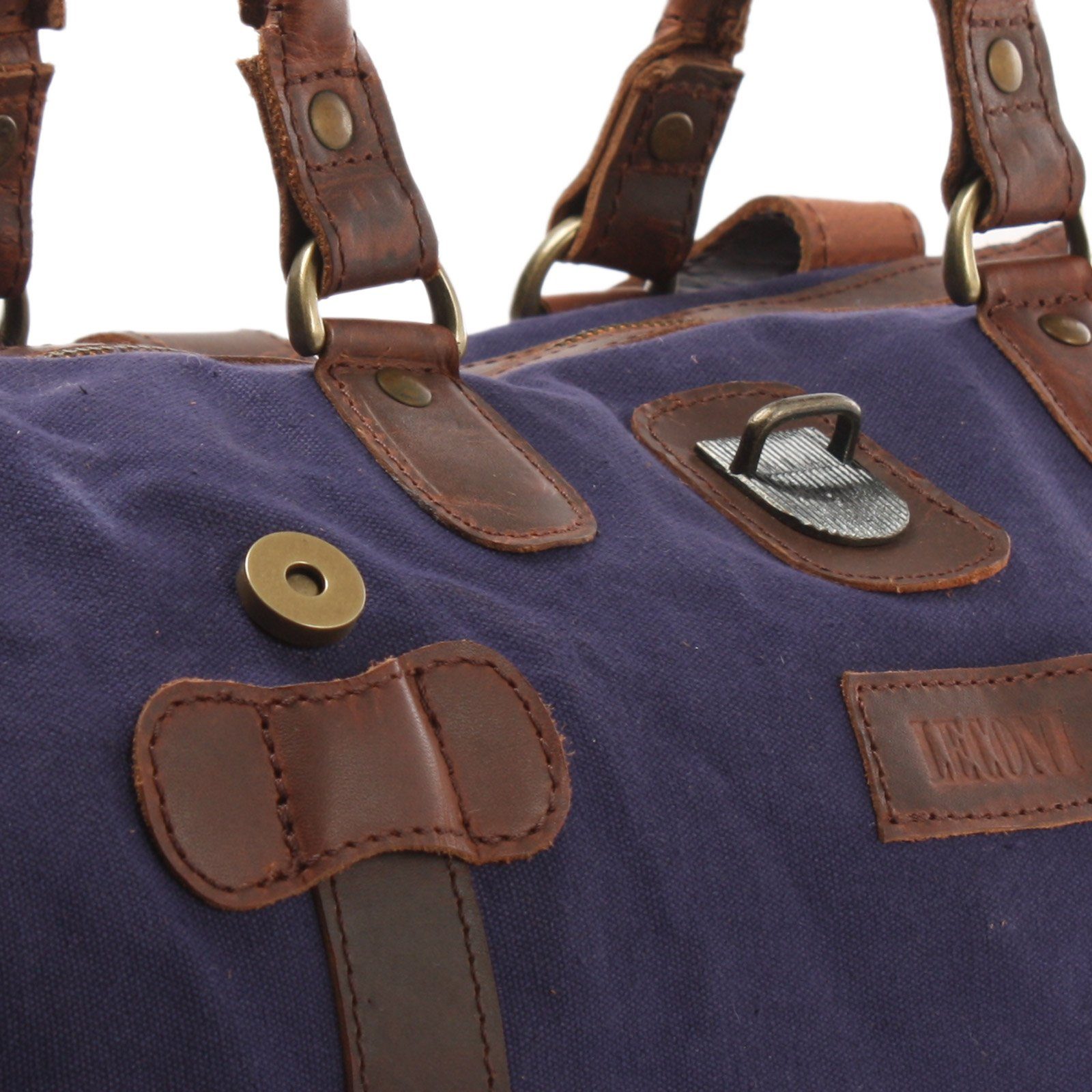 LECONI Weekender klein Handgepäck Damen Herren Leder Canvas LE2008, Canvas & Leder – Innenfach mit Zipper – 45×30×20 cm