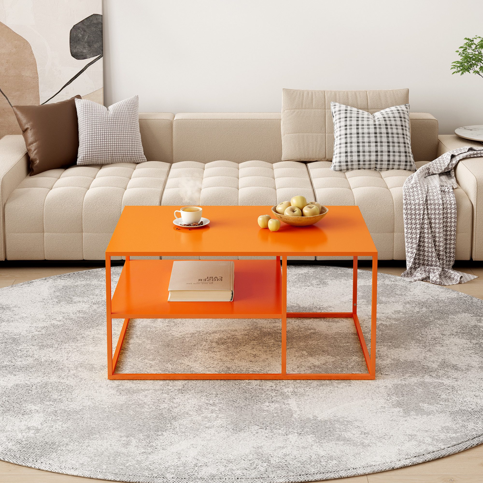 en.casa Couchtisch, »Solund« Beistelltisch Stahl 45x90x60 cm Orange günstig online kaufen