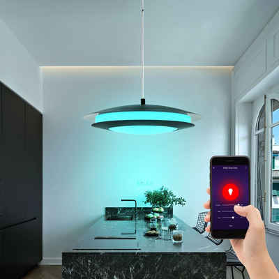 EGLO LED Pendelleuchte, LED-Leuchtmittel fest verbaut, Kaltweiß, Warmweiß, Neutralweiß, Tageslichtweiß, Deckenlampe Esszimmerleuchte RGB LED dimmbar Smart Home schwarz weiß