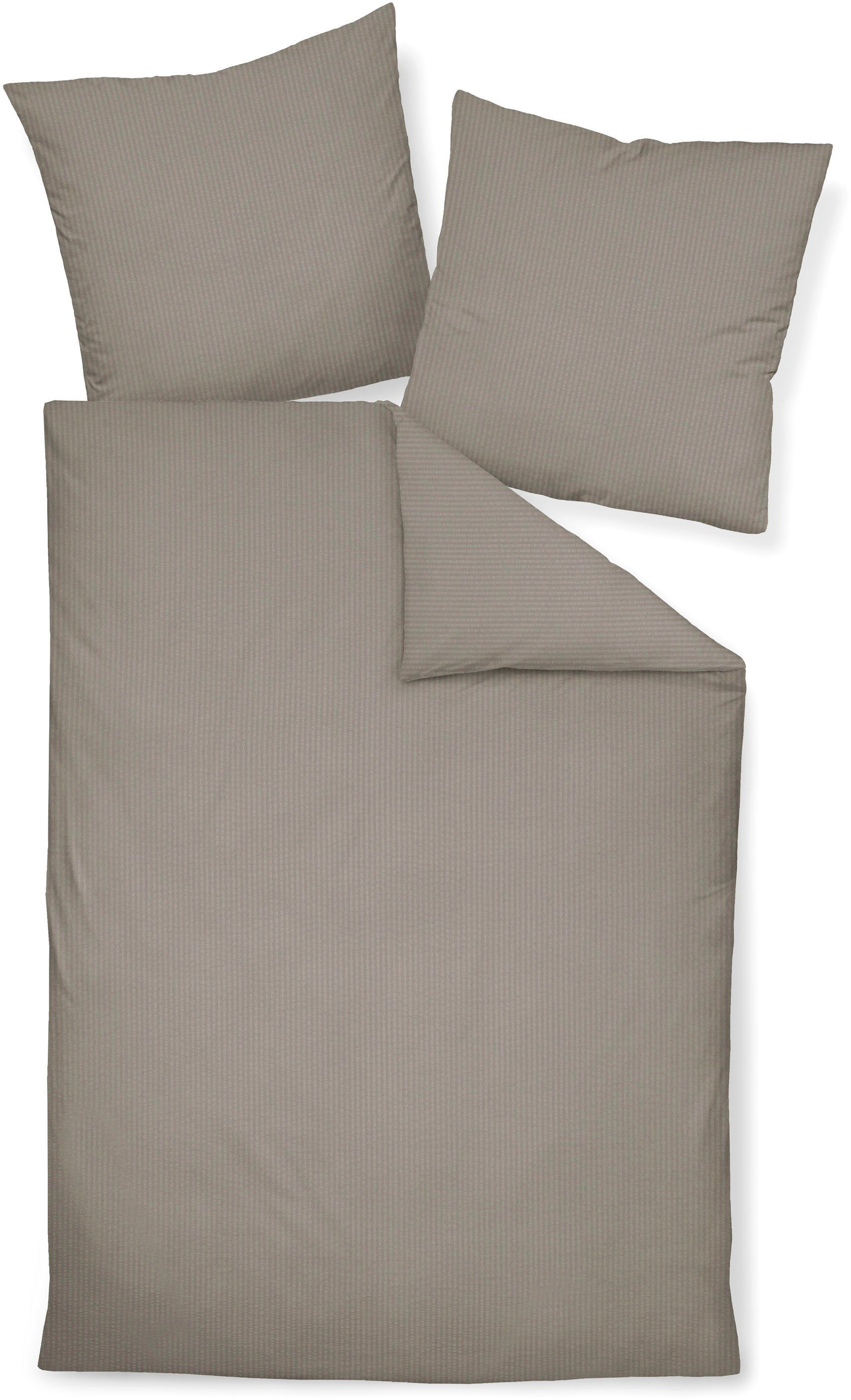 Janine Bettwäsche PIANO 0125 31, Seersucker 100% Baumwolle, uni, bügelfrei, Soft-Seersucker, 2 teilig, Markenreißverschluss, feinfädige Qualität, gekämmte Mako- – Bild 2 von 4