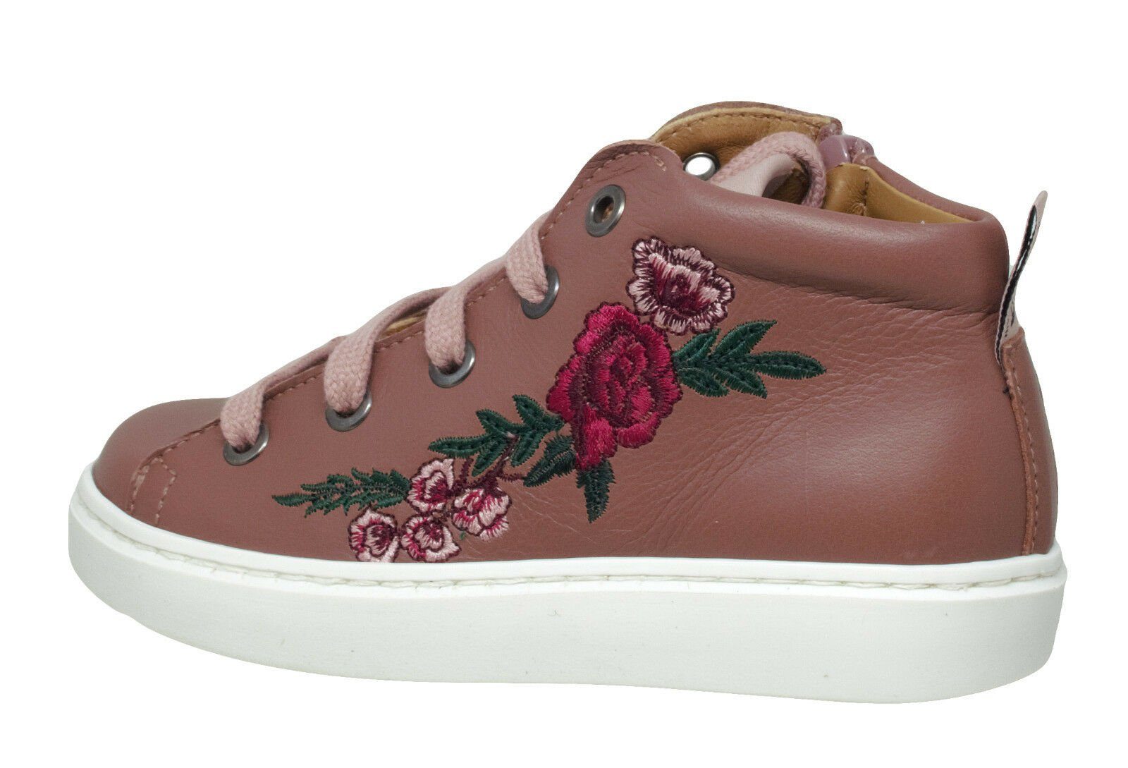 MAA MAÁ Leder Sneaker C310 Blumen Zilant altrosa Stickereien Mädchen Sneaker