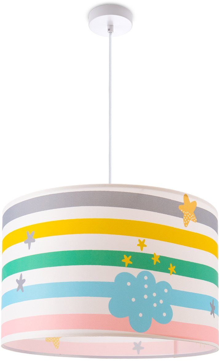 Deckenlampe Home E27 Lampe Paco 462, Kinderzimmer Leuchtmittel, Babyzimmer Regenbogen Pendelleuchte ohne Tweet Streifen