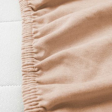 Spannbettlaken Jersey-Bettlaken aus 100% Baumwolle, Hometex Premium Textiles, Gummizug: rundum, Viele Größen, vielseitige Nutzung