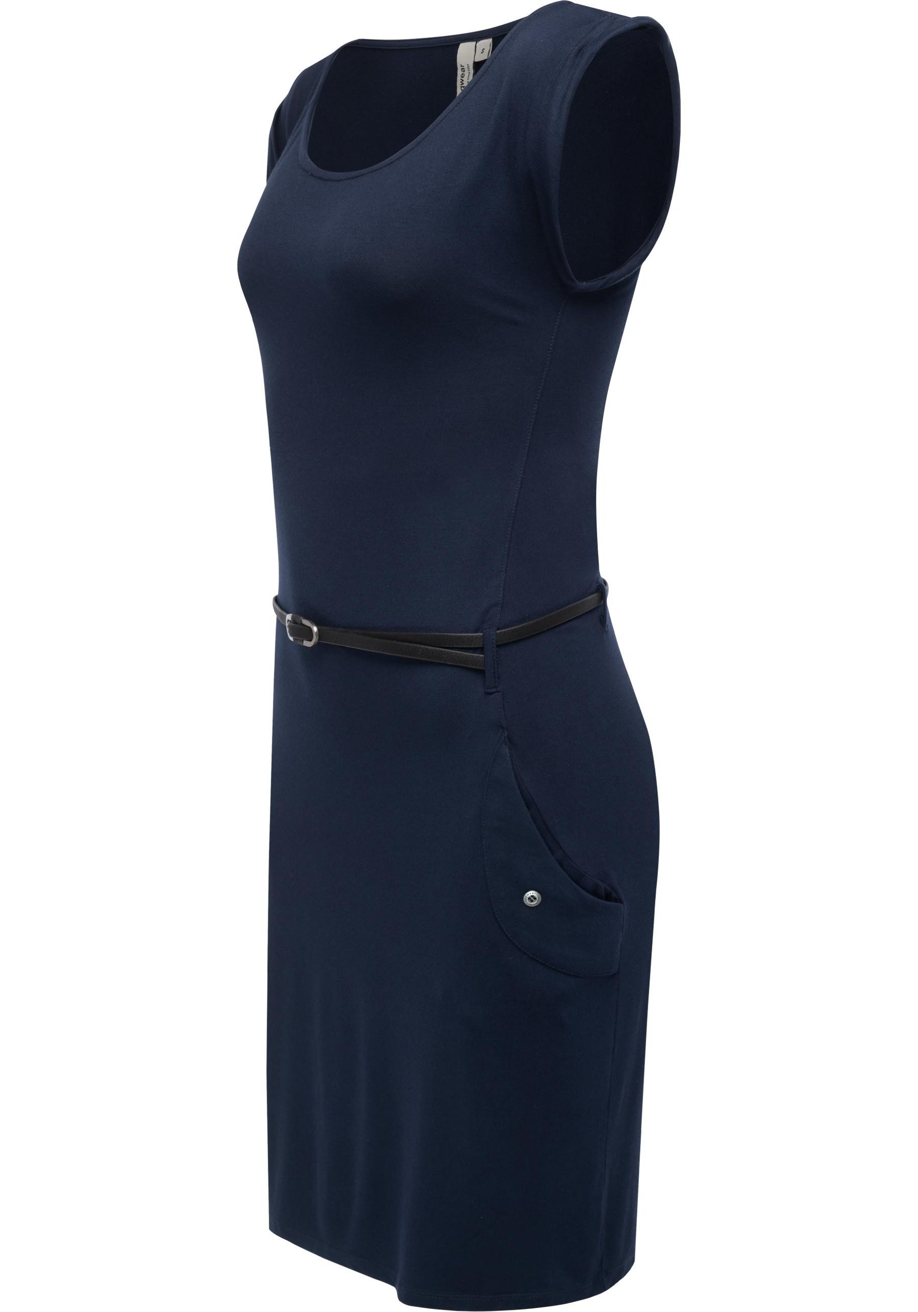 Ragwear Sommerkleid Tagg Damen Kurzarm-Kleid mit Taillengürtel und Taschen