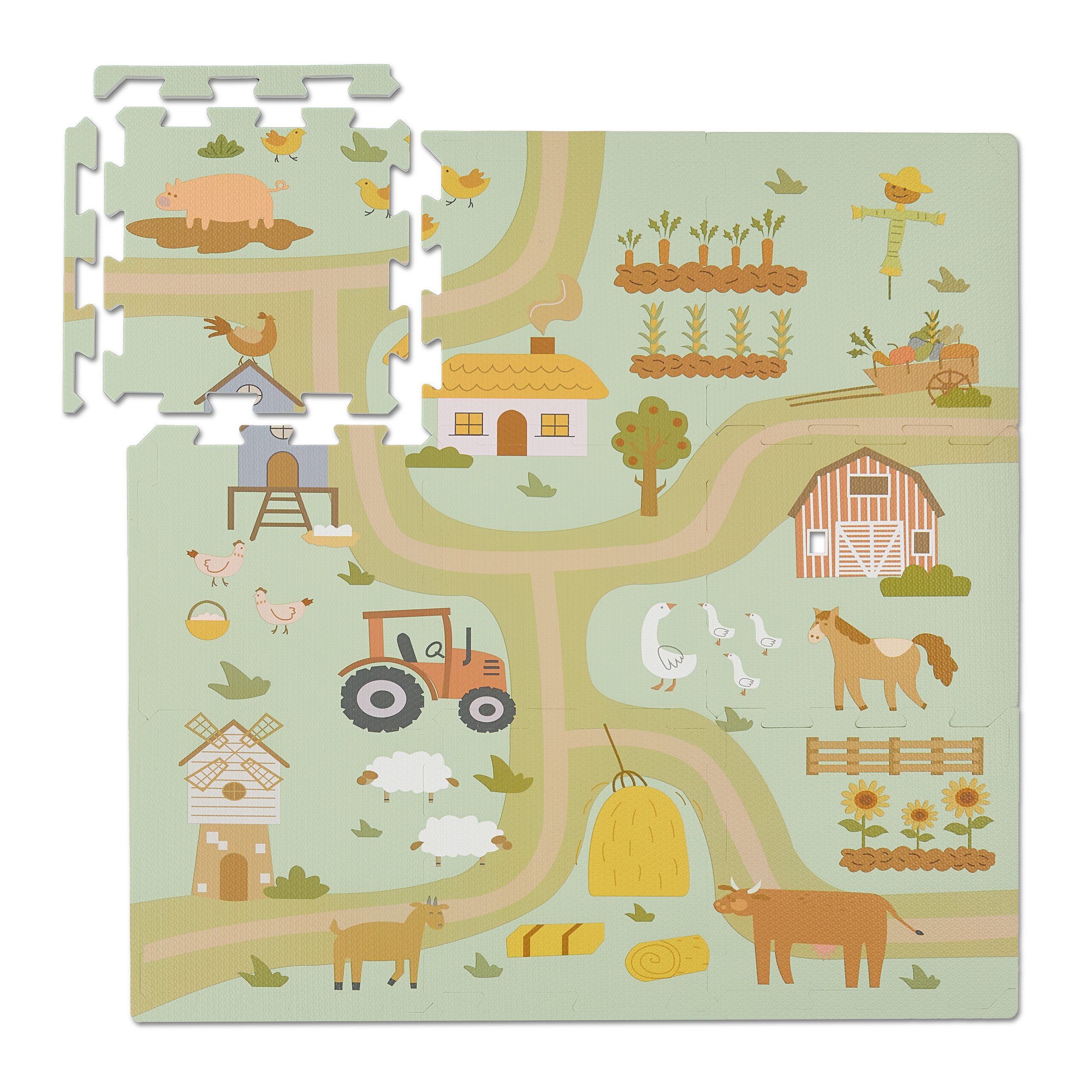 relaxdays Spielmatte Puzzlematte Bauernhof günstig online kaufen