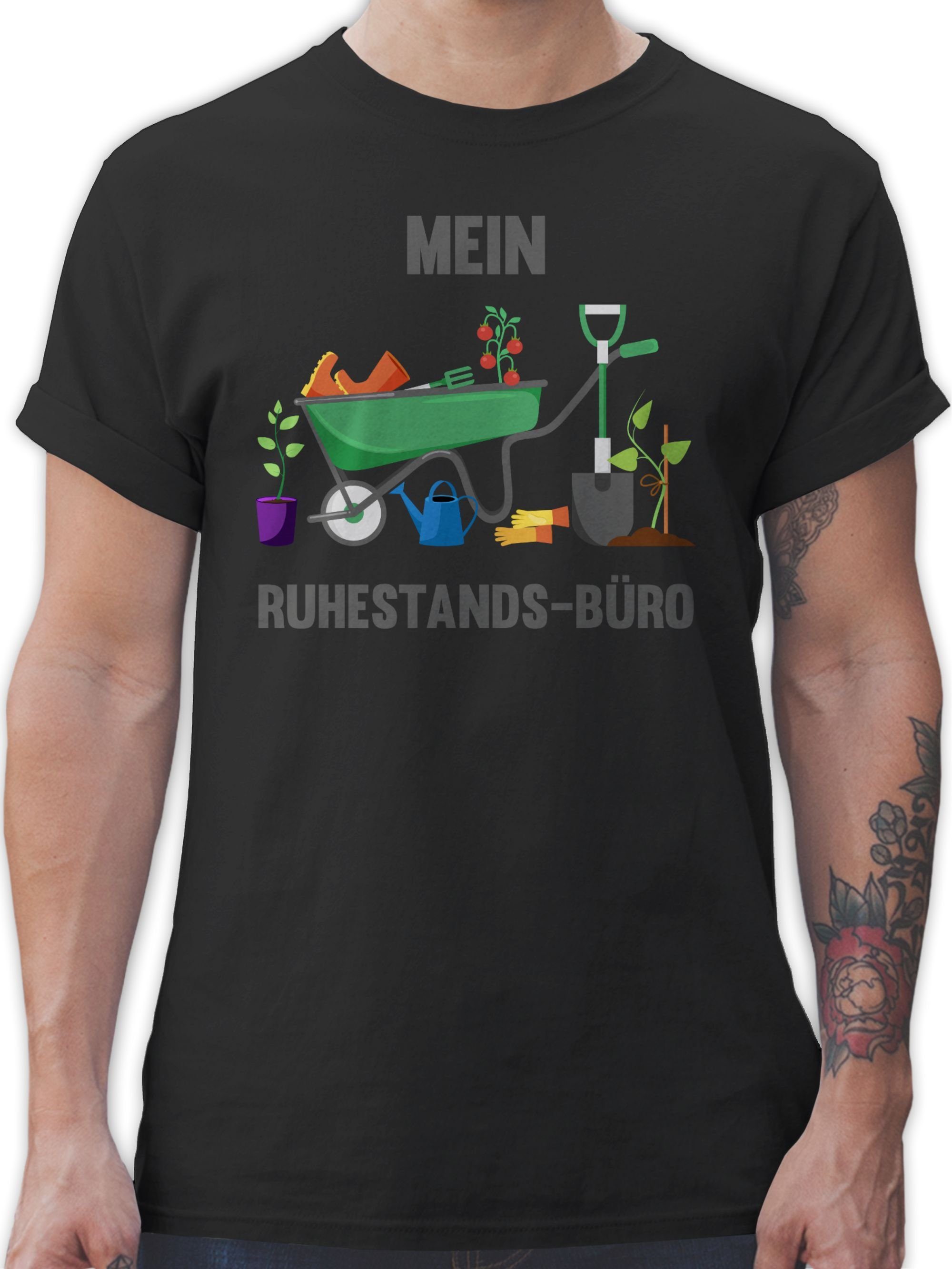 Shirtracer T-Shirt Mein Ruhestands-Büro - Garten Gartenarbeit Gärtnern Hobby Outfit 02 Schwarz