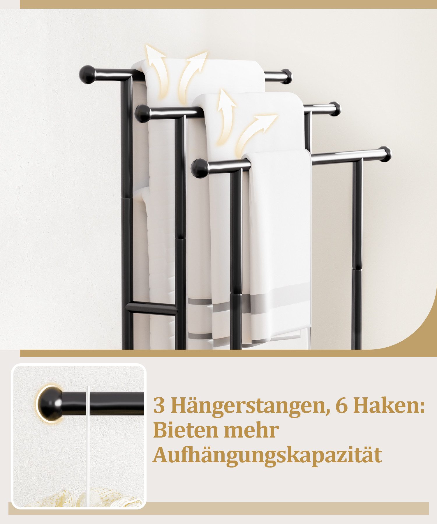 Yorbay Handtuchständer Handtuchhalter, Handtuchleiter, mit 3 Stangen, Rolle günstig online kaufen