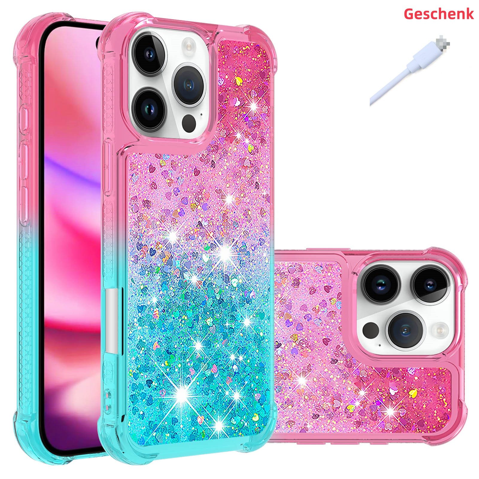 trends for living Handyhülle Glitzer Treibsand Hülle für iPhone X XS 12 13 14 15 16 Pro Max Plus