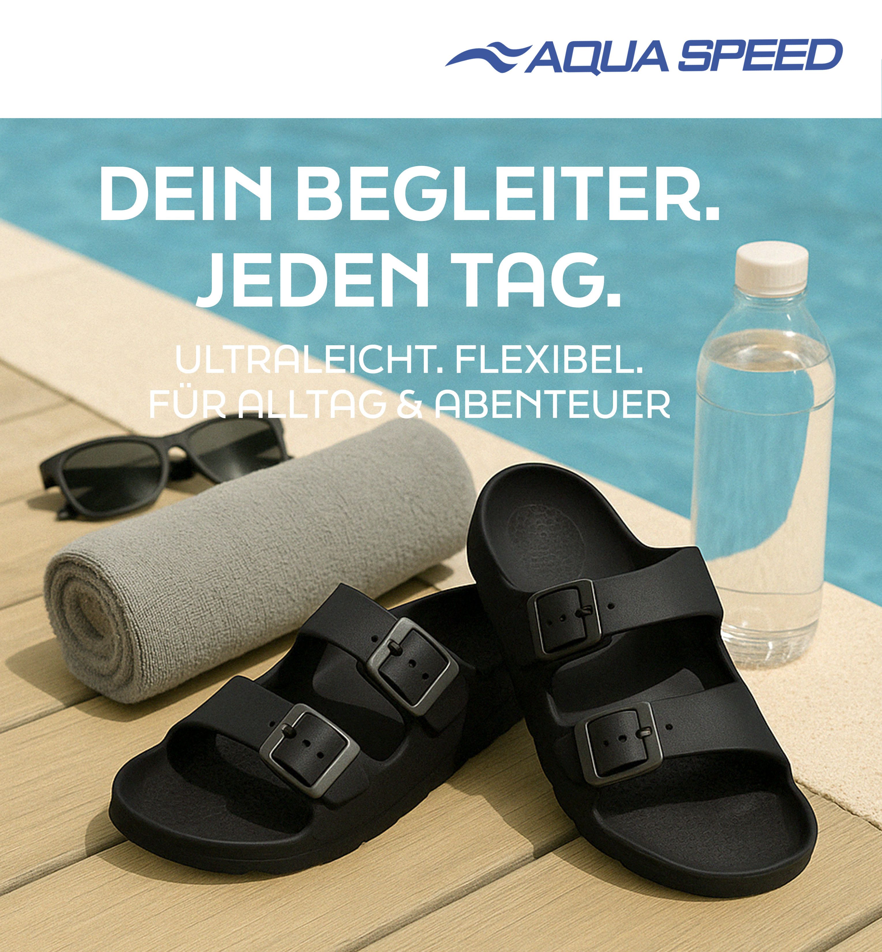 Aqua Speed Schnelltrocknende Damen-Badelatschen Gr. 38 + Handtuch Badesanda günstig online kaufen