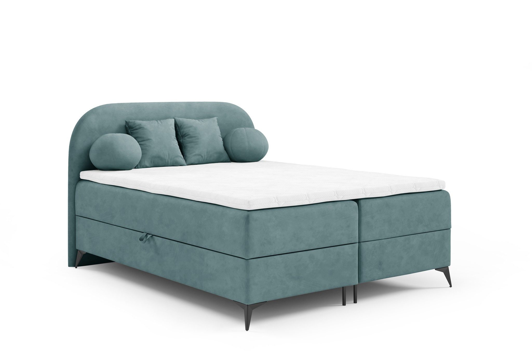 Fun Möbel Boxbett Schlafzimmerbett GORGIA Stoff Jasmin (inkl. Topper, Inkl. 2 x Bettkasten), Inkl. 4 Zierkissen
