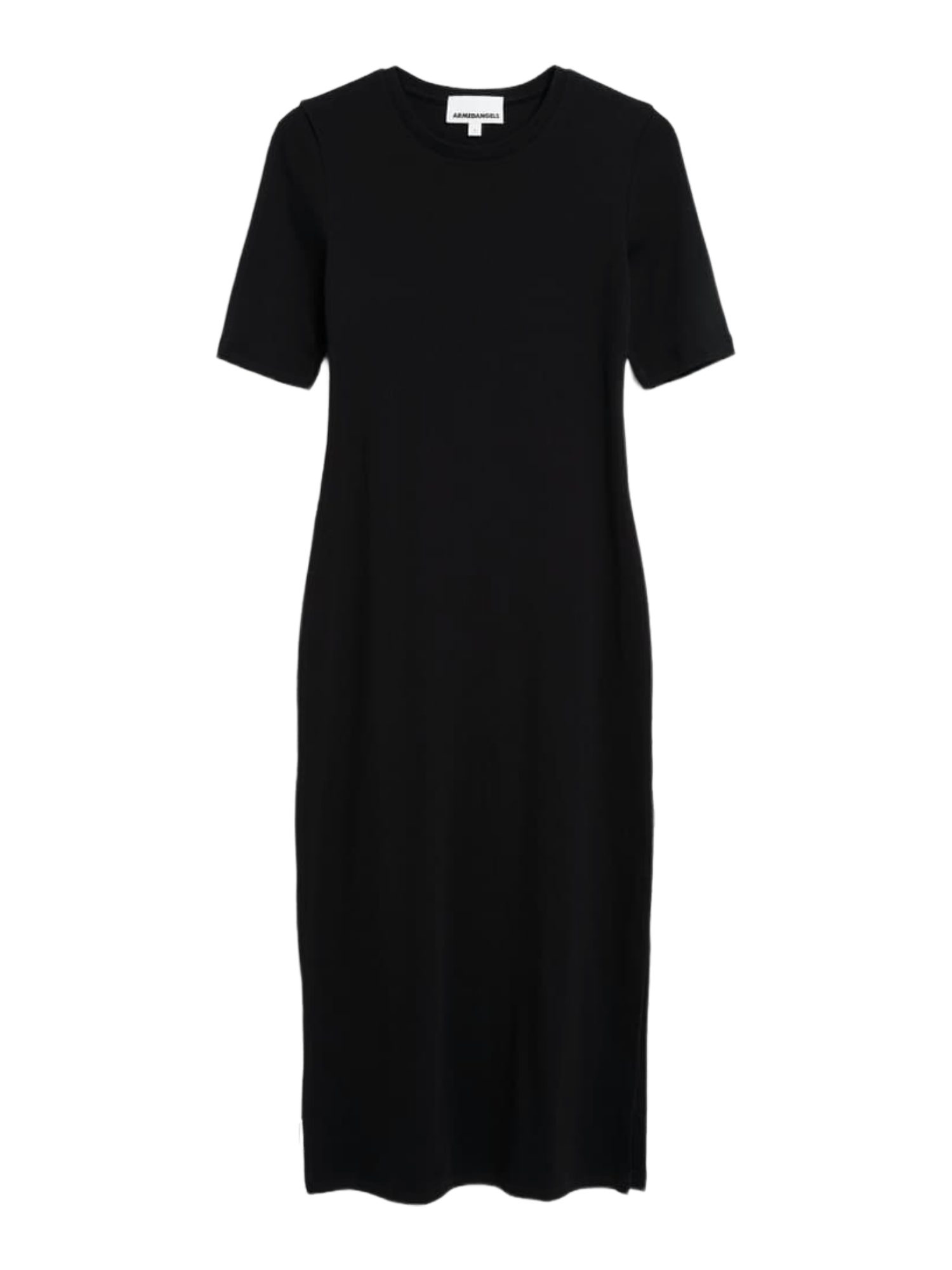 Armedangels Jerseykleid schwarz,Casual,Bio-Baumwolle,Unifarben,Rundhals,1/2 Arm,Slim Fit