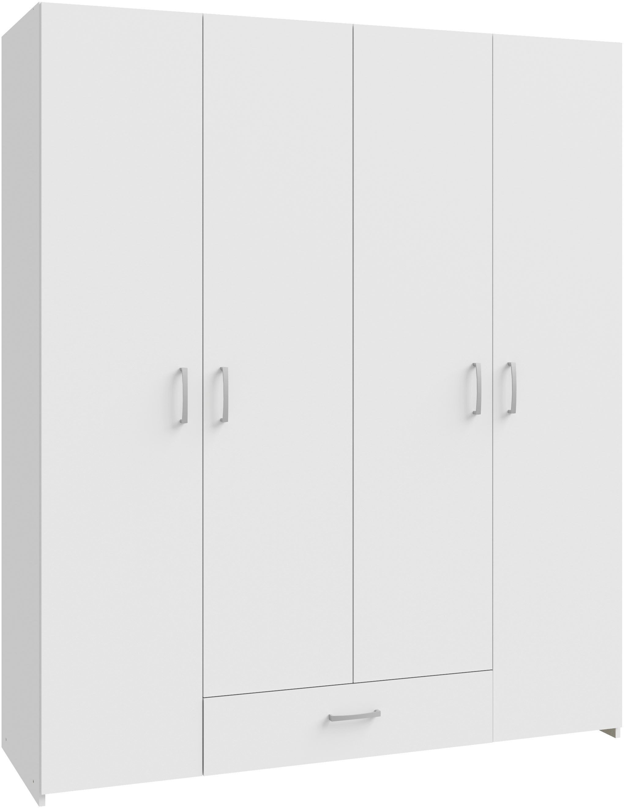 FORTE Kleiderschrank Econobox Drehtürenschrank, zeitloses Design mit alufarbigen Griffen.