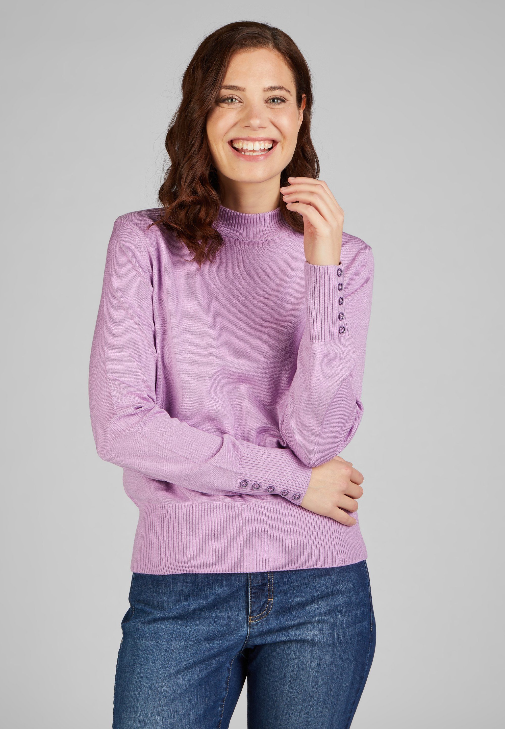 Rabe Strickpullover Pullover, Mit Knöpfen am Ärmel