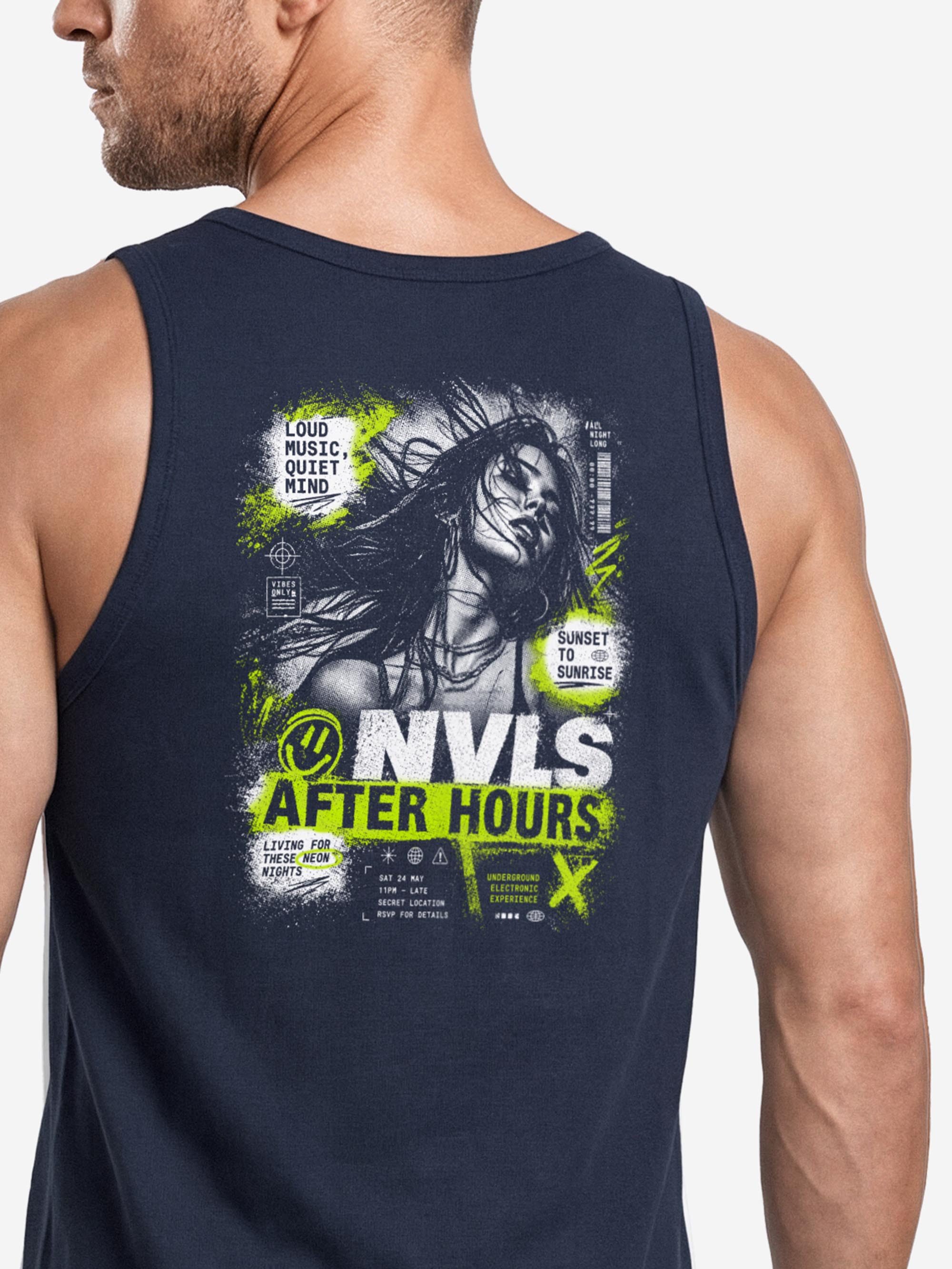 Neverless Tanktop Tanktop Herren mit Grafik-Print - Design NVLS After Hours - mit Print