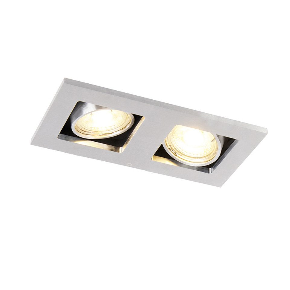 Qazqa LED Einbaustrahler Qure, ohne Leuchtmittel, GU10, Aluminium, Modern, Aluminium, 2-flammig