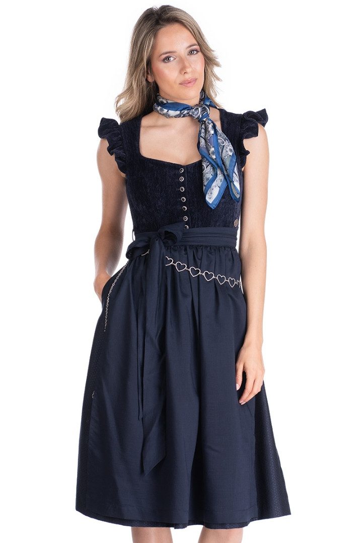 MarJo Dirndl Samt Dirndl 2tlg. - HOCHWINKEL - midnight