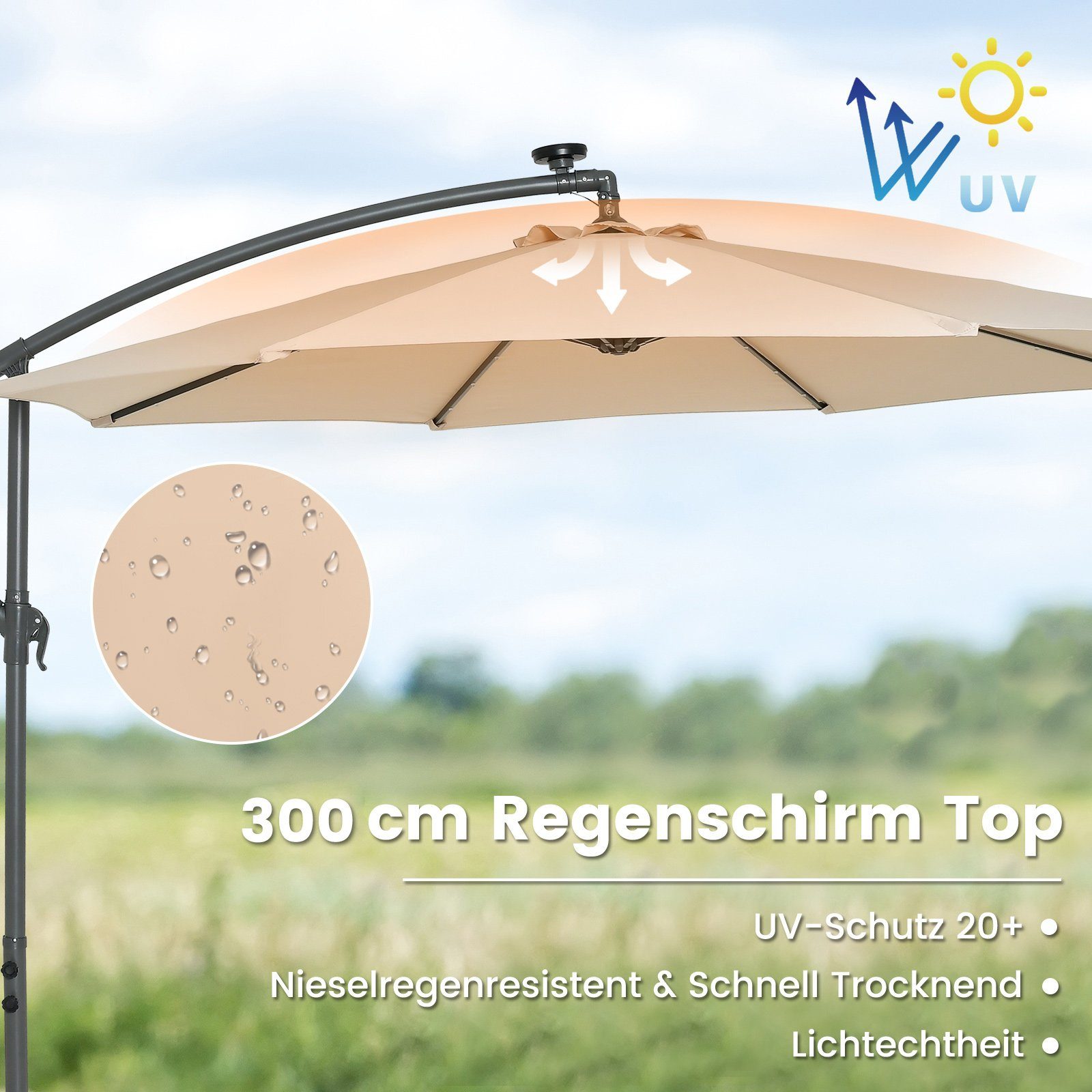 COSTWAY Sonnenschirm Gartenschirm, mit Ständer, 40 günstig online kaufen
