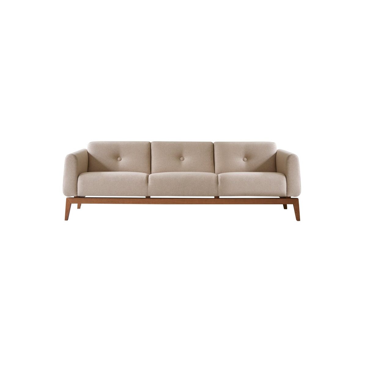 Tikamoon Sofa 3-Sitzer-Sofa Bjorn aus massiver Eiche und Ecru-Wolle,3-Sitzer