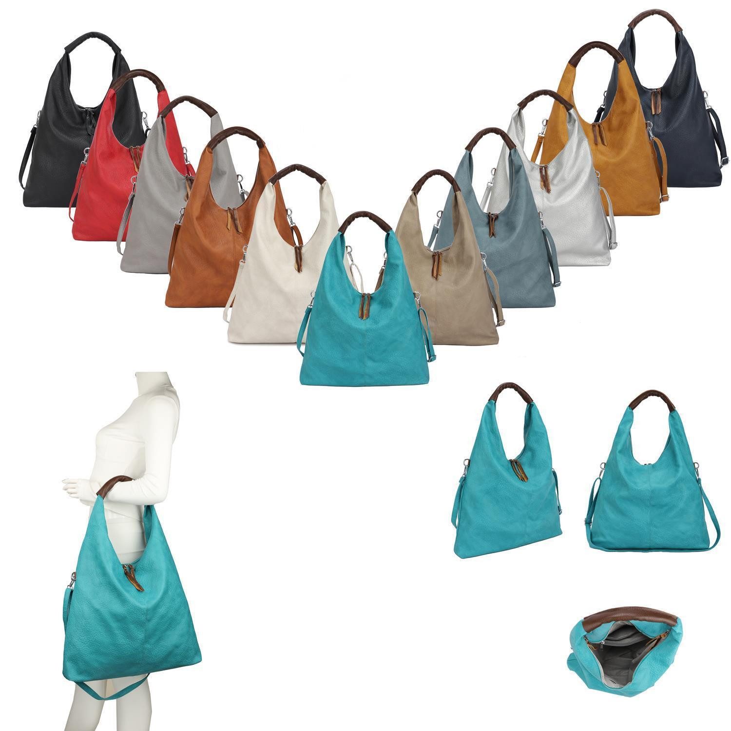 ITALYSHOP24 Schultertasche XXL Damen Tasche Shopper Hobo Bag Freizeittasche günstig online kaufen